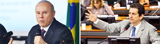 O ministro da Fazenda, Guido Mantega, e o deputado Otavio Leite (PSDB-RJ) (fotos:  divulgação)