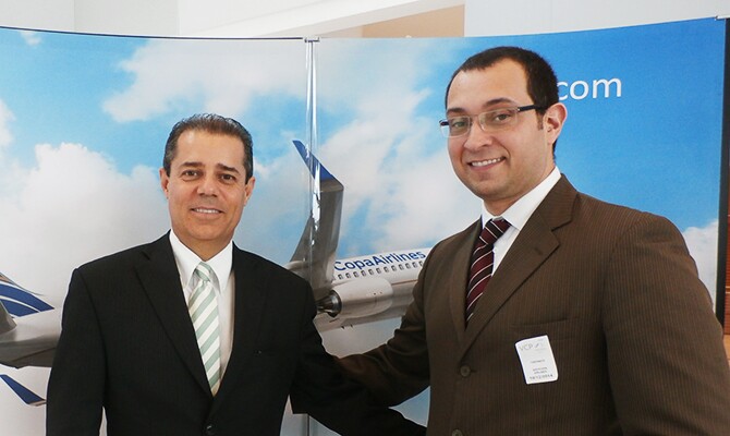 Aviação , Marcelo Mota, diretor de Operações da Aeroportos Brasil Viracopos, e Diógenes Toloni, gerente geral da Copa Airlines no Brasil